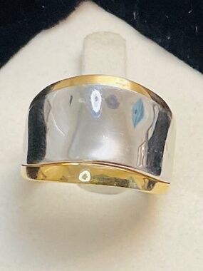 🇮🇹 Vintage Afra & Tobia Scarpa Solid 18K Two-Tone Gold Wide Band Ring